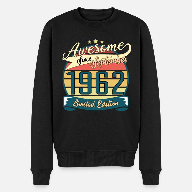Geboren Im September 1962 Vintage - Männer Premium Bio Pullover - Schwarz