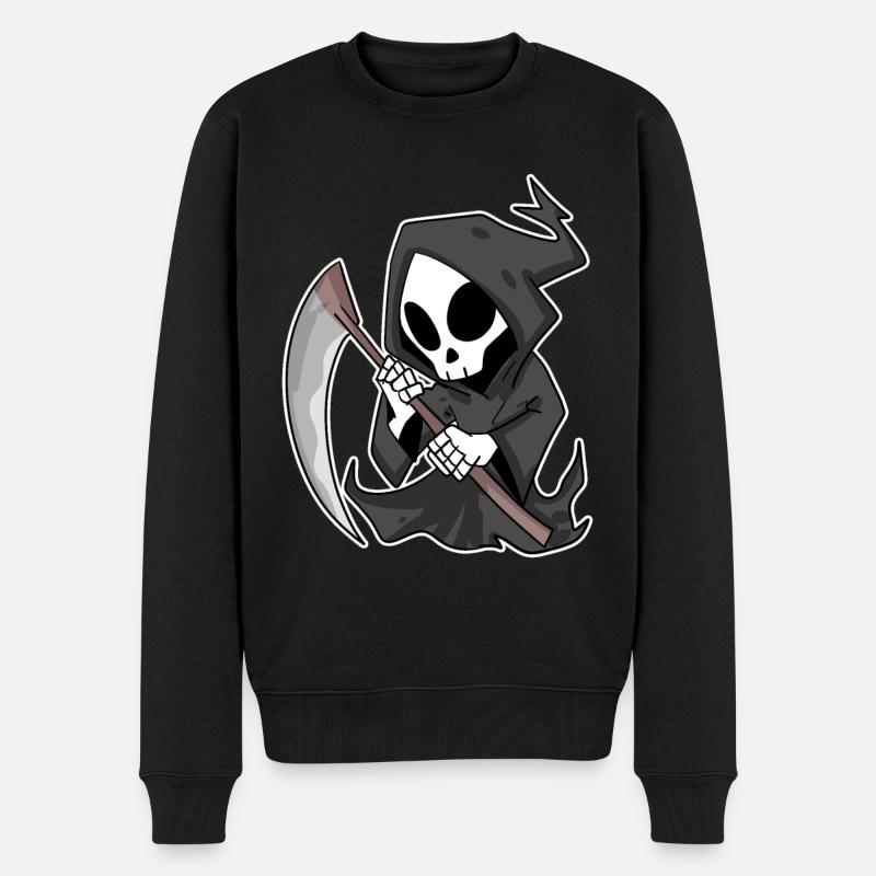 Sensenmann mit Sense - Männer Premium Bio Pullover - Schwarz