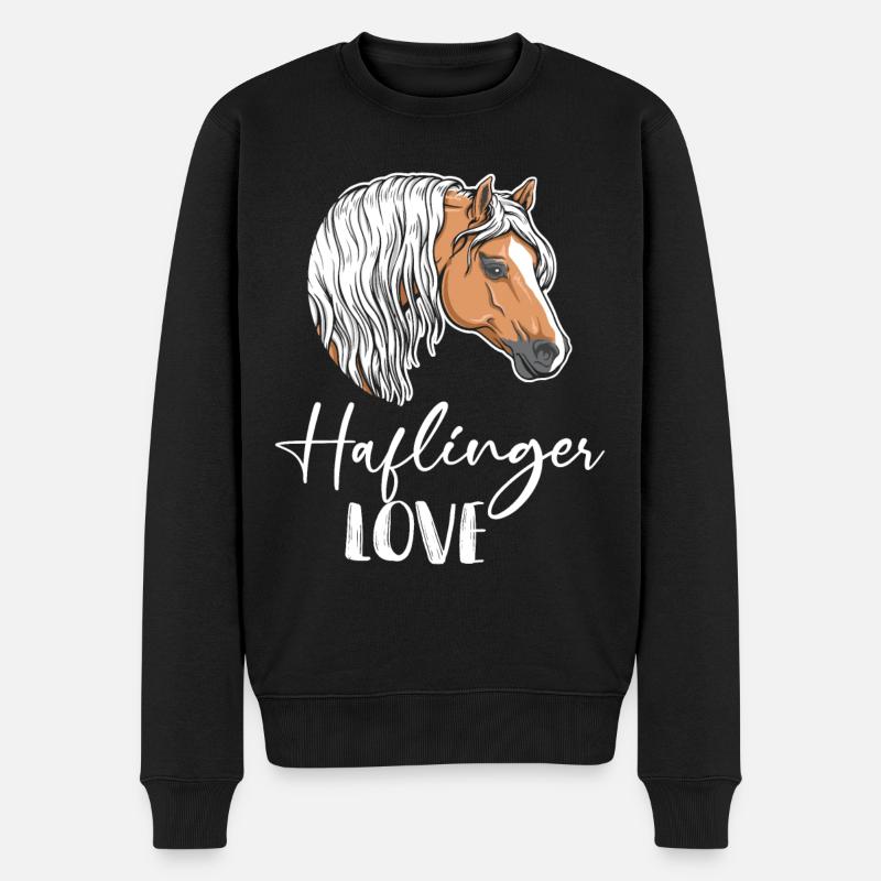 Cheval Haflinger Amour Cavalière Équestre - Pull Premium bio Homme - noir