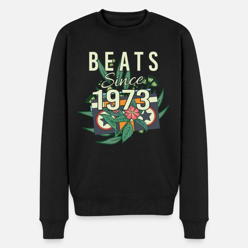 Geschenkidee Blumen 1973 Vintage - Männer Premium Bio Pullover - Schwarz