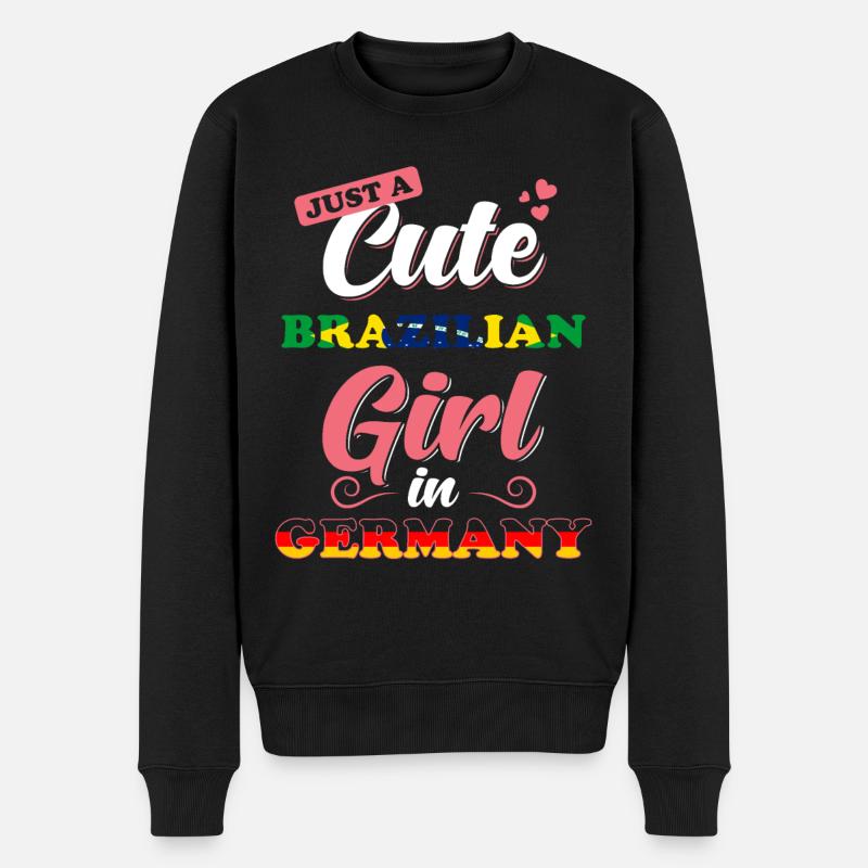 Brasilien Deutschland Spruch - Männer Premium Bio Pullover - Schwarz