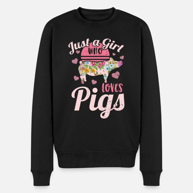 Schwein Schweinchen Schweine Hausschwein - Männer Premium Bio Pullover - Schwarz