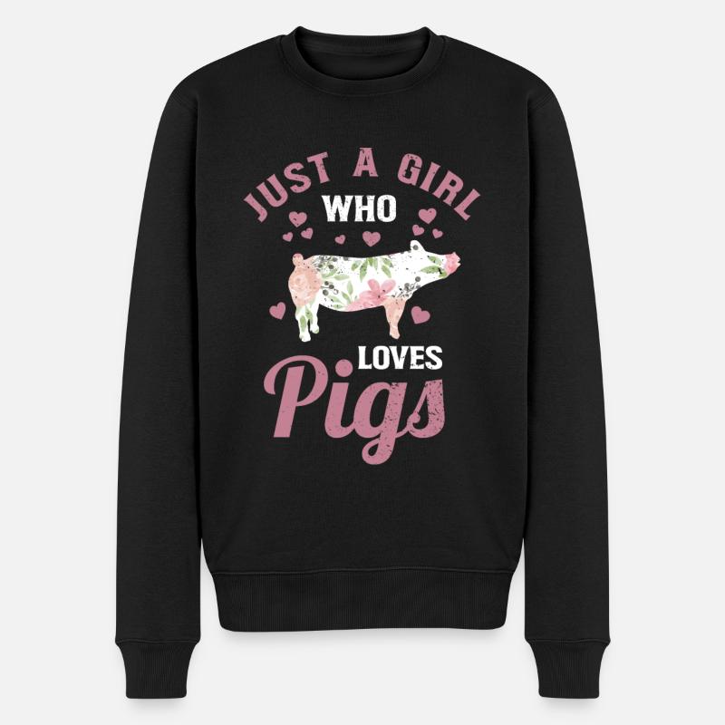 Schwein Schweinchen Schweine Hausschwein - Männer Premium Bio Pullover - Schwarz