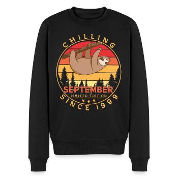 1999 Im September Faultier Retro - Männer Premium Bio Pullover - Schwarz - Vorne - Nico (187cm)