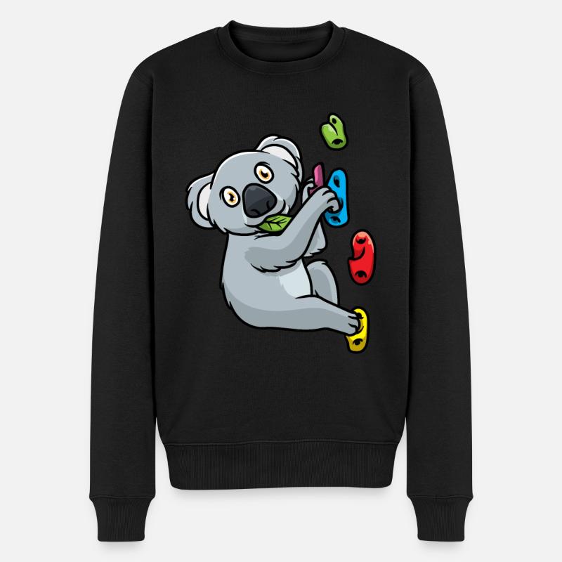 Boulderer Bouldern Koala Klettern Kletterwand - Männer Premium Bio Pullover - Schwarz