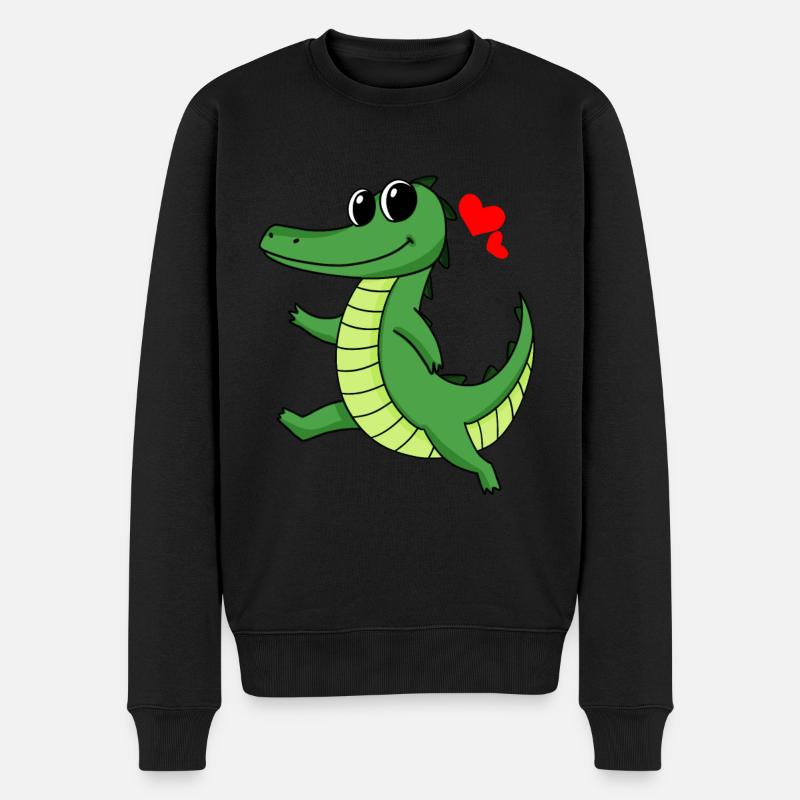 Krokodil - Männer Premium Bio Pullover - Schwarz