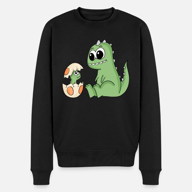 Dinosaurier mit Baby Dinosaurier - Männer Premium Bio Pullover - Schwarz