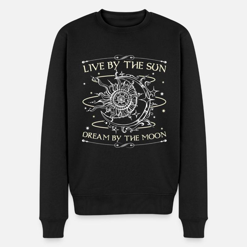 Mond Sonne Sterne Okkult - Männer Premium Bio Pullover - Schwarz