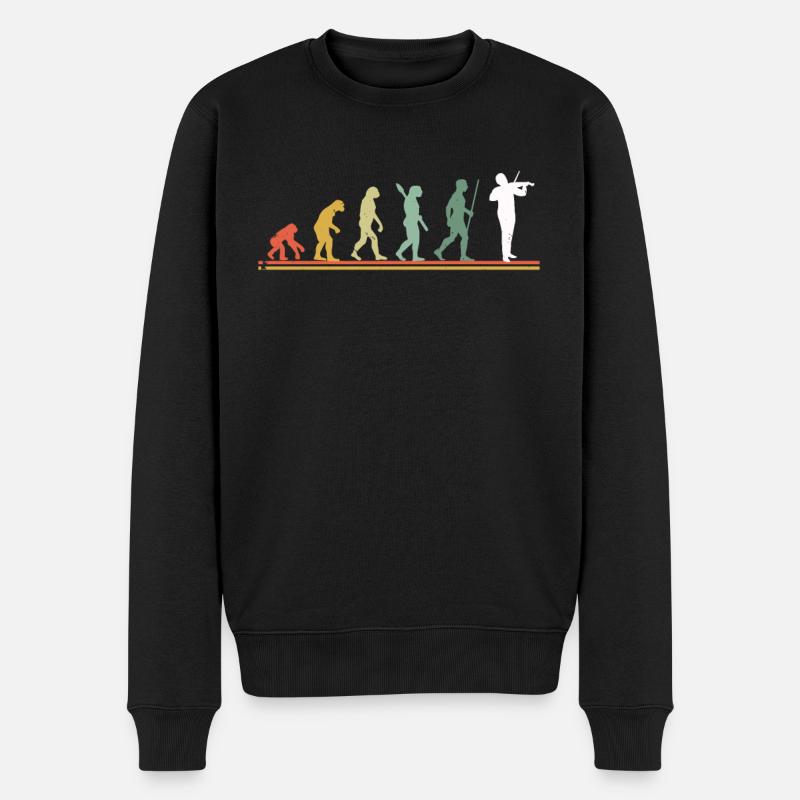 Evolution Of Violin Player Violin - Männer Premium Bio Pullover - Schwarz