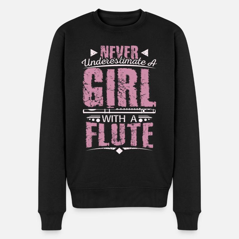 Querflöte Flöte Girl - Männer Premium Bio Pullover - Schwarz