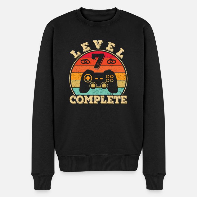 7 Jahre Ehe verheiratet Gamer 7. Hochzeitstag - Männer Premium Bio Pullover - Schwarz