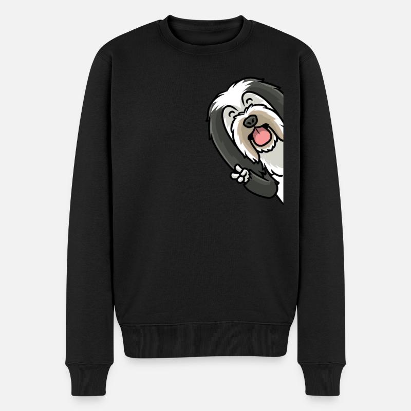 Bearded Collie Hund - Männer Premium Bio Pullover - Schwarz