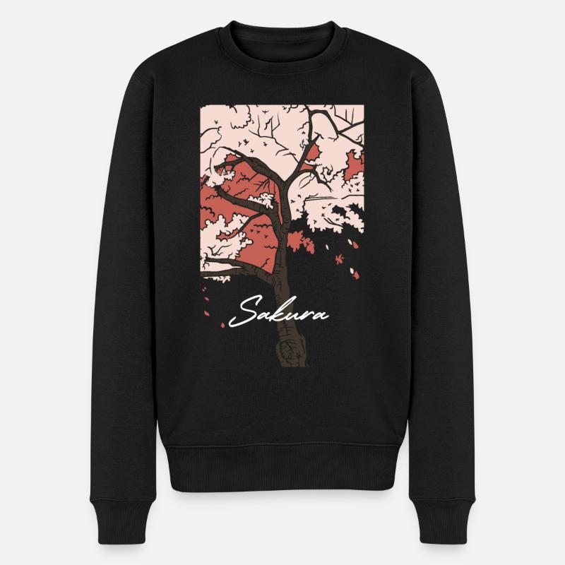 Sakura - Männer Premium Bio Pullover - Schwarz