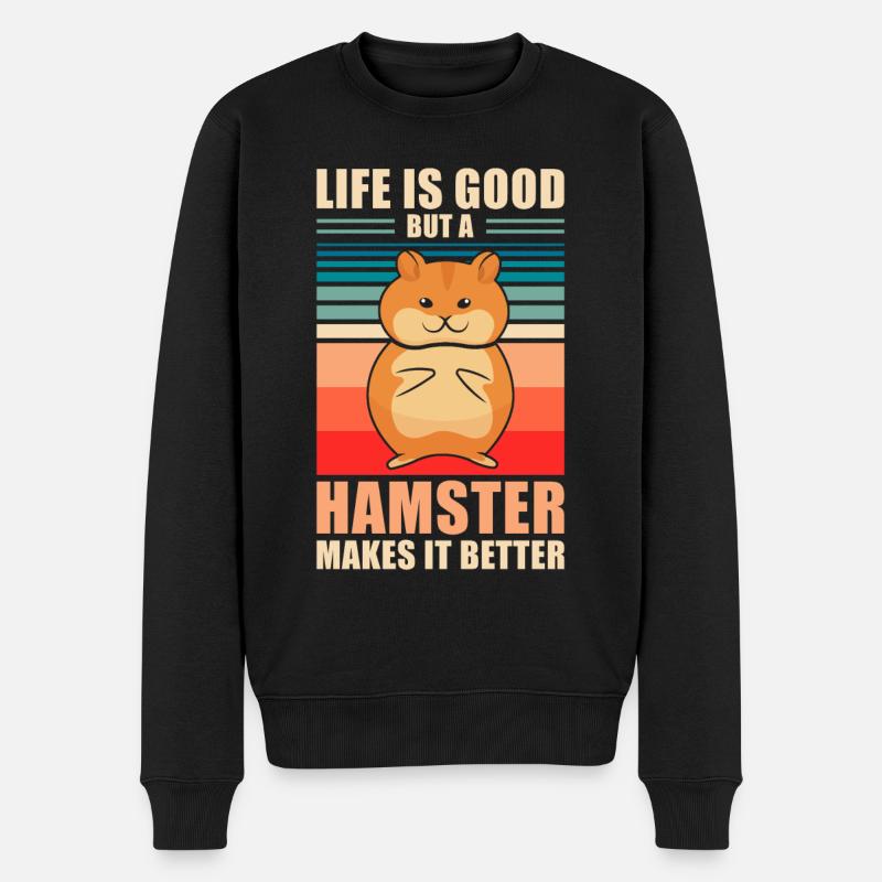 Hamster - Männer Premium Bio Pullover - Schwarz