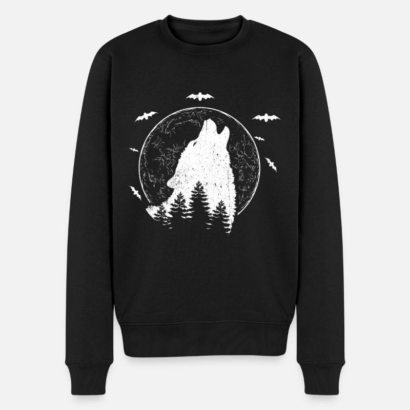Wolf Wölfe Raubtier Geschenk Werwolf Anführer Chef - Männer Premium Bio Pullover - Schwarz