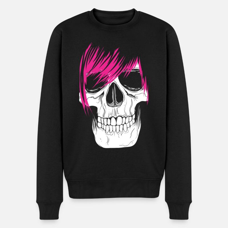 Emo Totenkopf - Männer Premium Bio Pullover - Schwarz