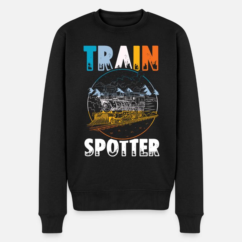 Eisenbahn Bahnhof Zug Train Spotter - Männer Premium Bio Pullover - Schwarz