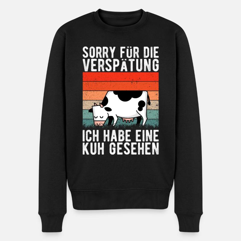 Kuh Landwirt Bauernhof Kinder Landwirtschaft Bauer - Männer Premium Bio Pullover - Schwarz