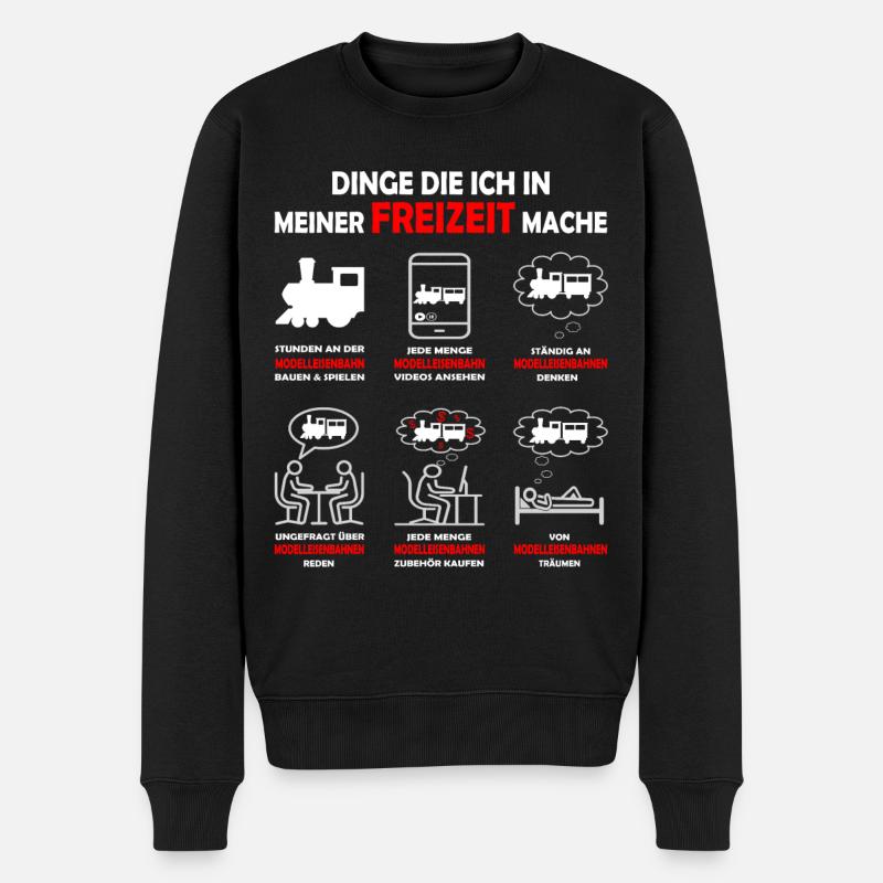 Dinge in meiner Freizeit - Modelleisenbahn Lok - Männer Premium Bio Pullover - Schwarz