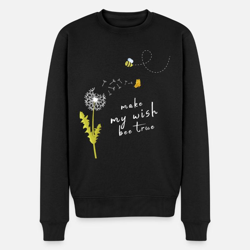 Pusteblume Fleur Fleur Abeille Porte-bonheur - Pull Premium bio Homme - noir