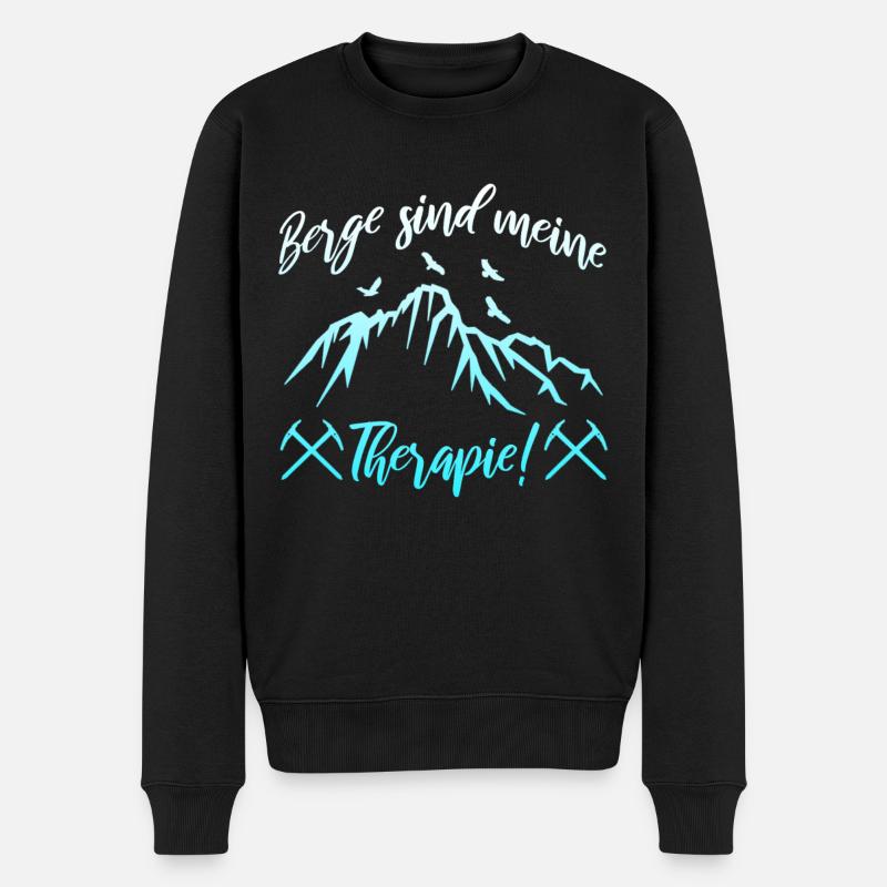 Berge Wandern Spruch - Männer Premium Bio Pullover - Schwarz
