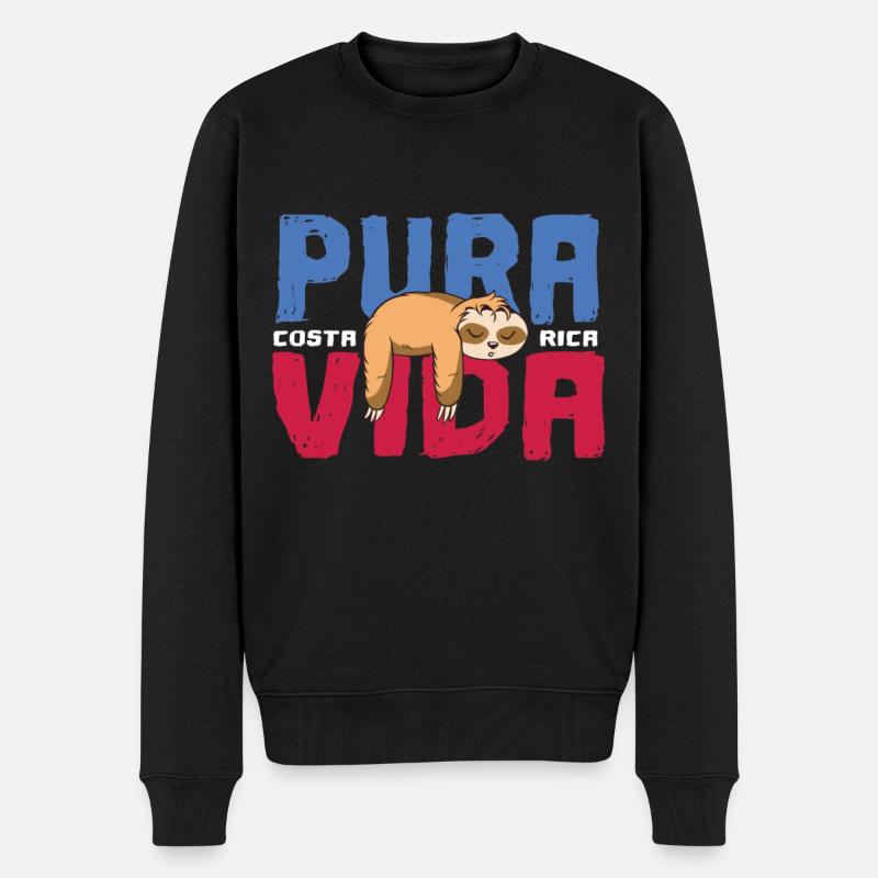 Pura vida Faultier - Männer Premium Bio Pullover - Schwarz