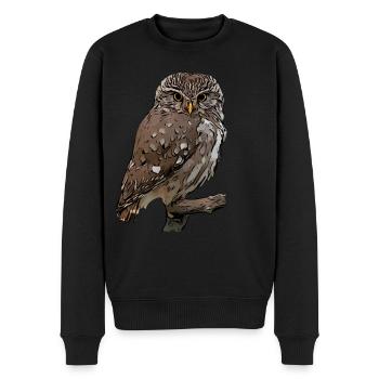 Eulen Eule Vogel Tiermotiv Aufdruck print - Männer Premium Bio Pullover - Schwarz - Vorne - Nico (187cm)