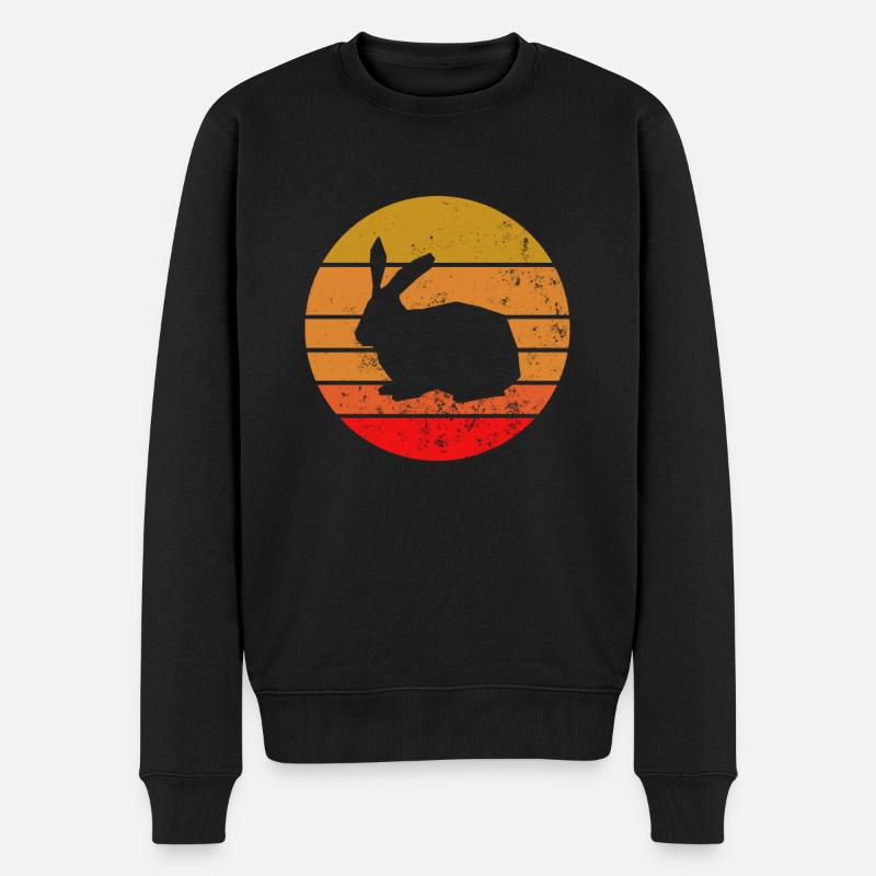 Hase Retro Vintage Hasen Rabbit - Männer Premium Bio Pullover - Schwarz