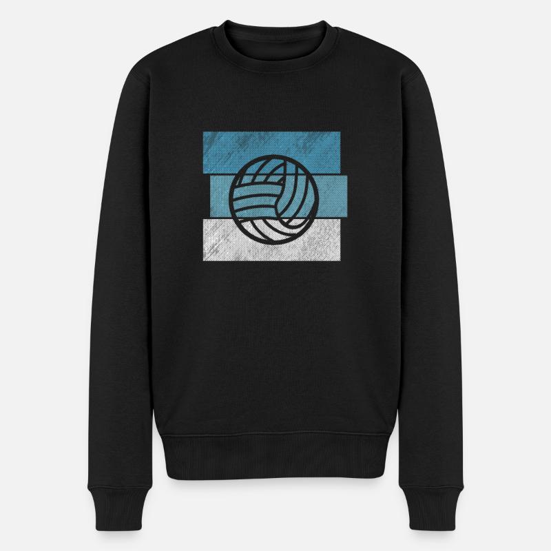 Retro Volleyball Beach Volleyball Volleyballer - Männer Premium Bio Pullover - Schwarz
