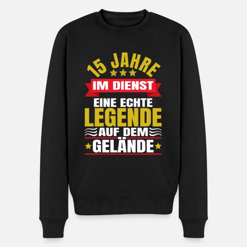 15 Jähriges Dienstjubiläum Firmenjubiläum - Männer Premium Bio Pullover - Schwarz
