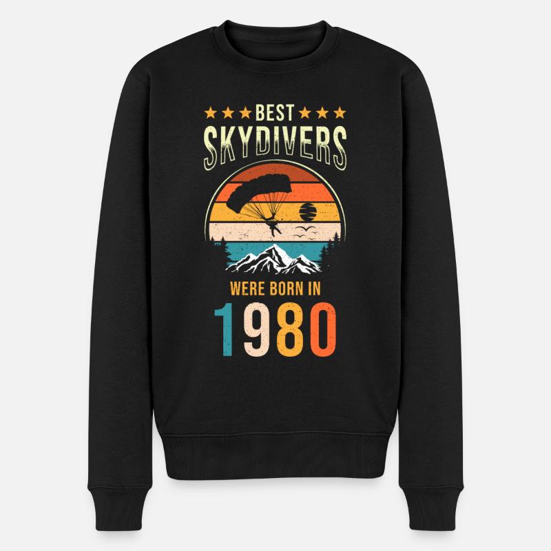 Fallschirmspringer Geschenk 1980 - Männer Premium Bio Pullover - Schwarz