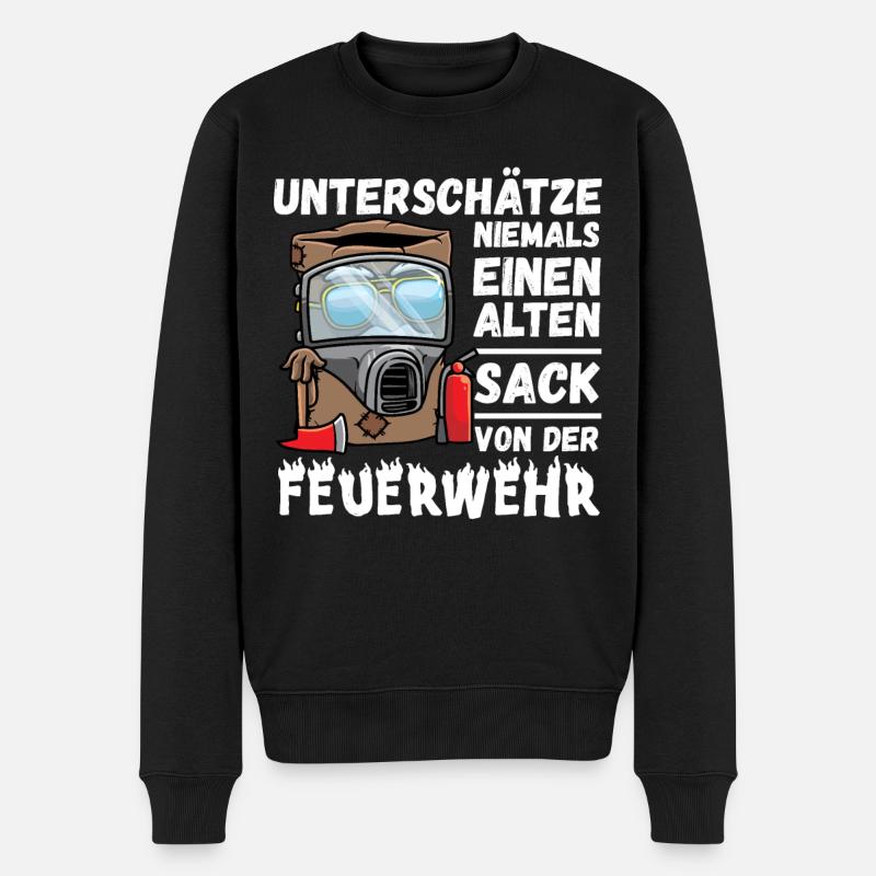 Feuerwehrmann Alter Sack von der Feuerwehr - Männer Premium Bio Pullover - Schwarz
