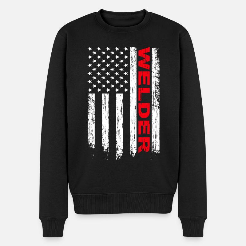 WIG Schweißer Amerika Flagge - Männer Premium Bio Pullover - Schwarz