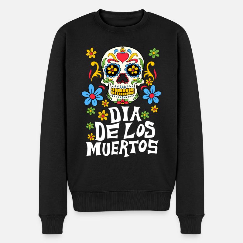 Dia de los Muertos Sugar Skull - Männer Premium Bio Pullover - Schwarz