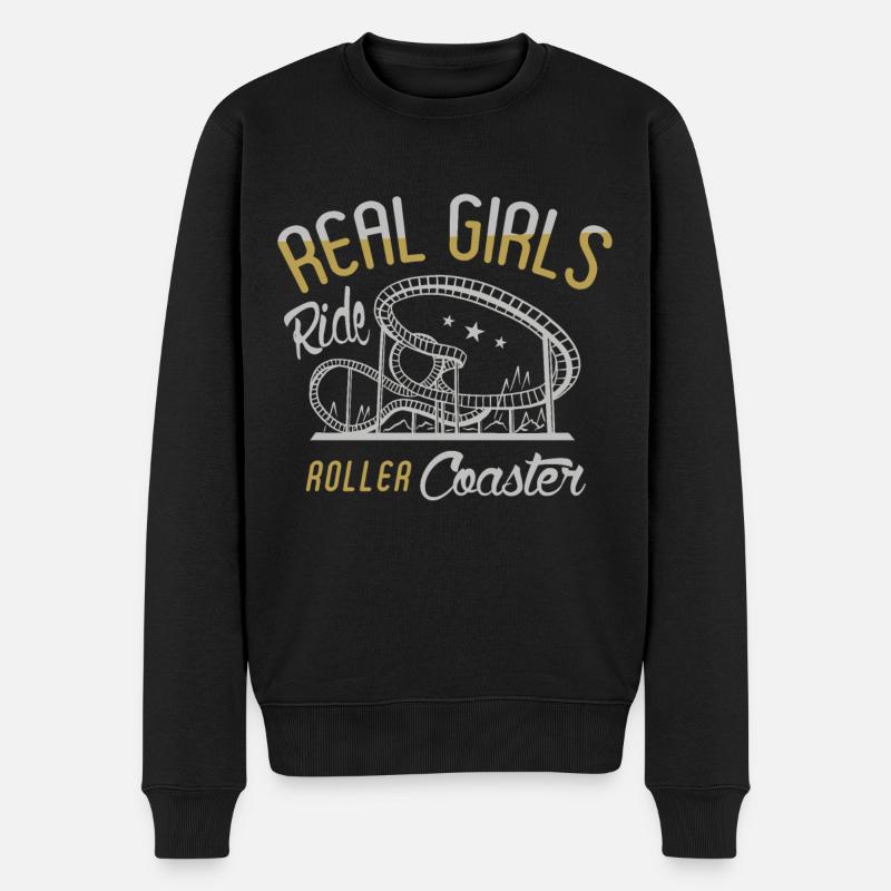 Achterbahn Achterbahnfahrer - Männer Premium Bio Pullover - Schwarz