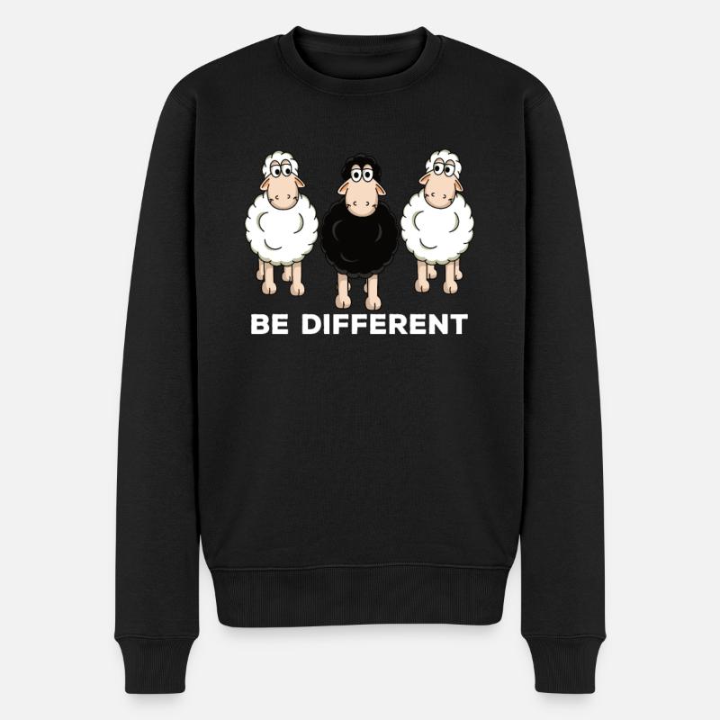 Schaf Schafe Be different Geschenk - Männer Premium Bio Pullover - Schwarz