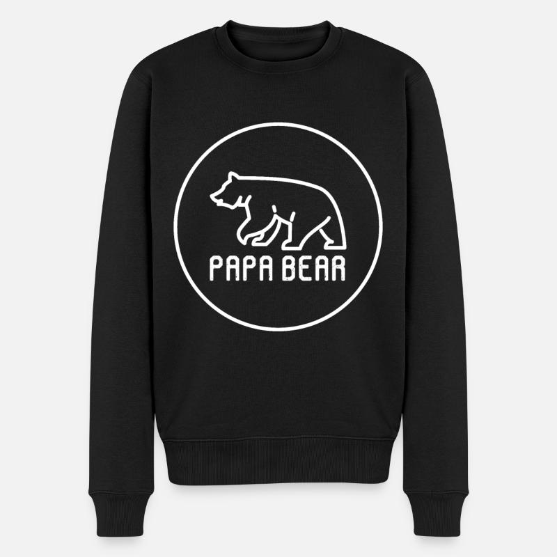 Papa Bear Bär proud Daddy stolzer Vater Vatertag - Männer Premium Bio Pullover - Schwarz