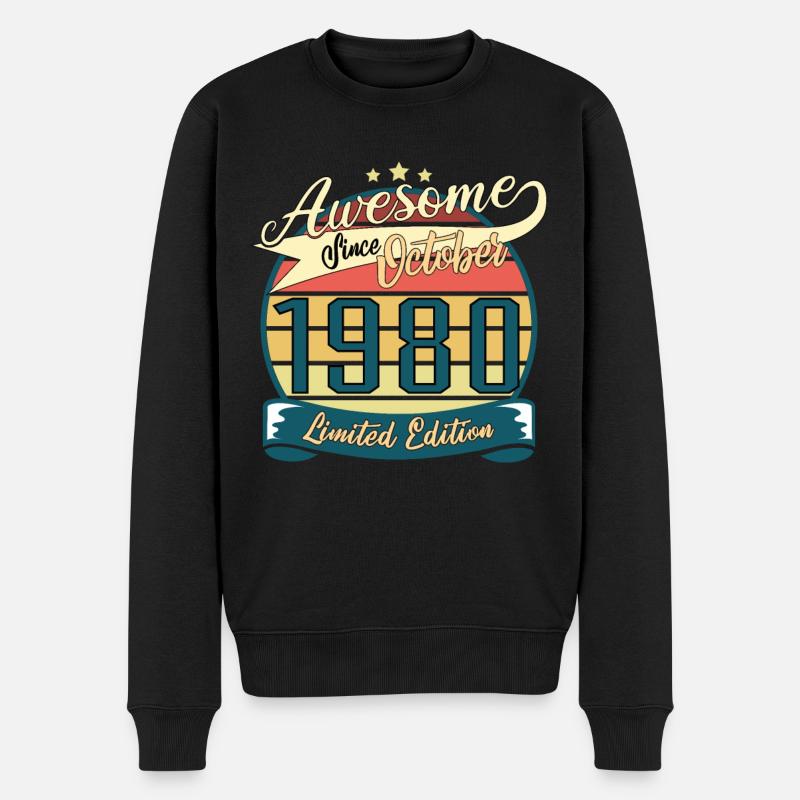 1980 En Octobre Rétro Limitée - Pull Premium bio Homme - noir