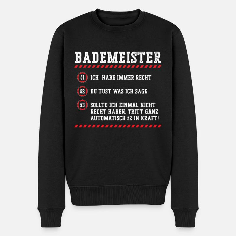 Bademeister Regeln - Lustiges Rettungsschwimmer - Männer Premium Bio Pullover - Schwarz