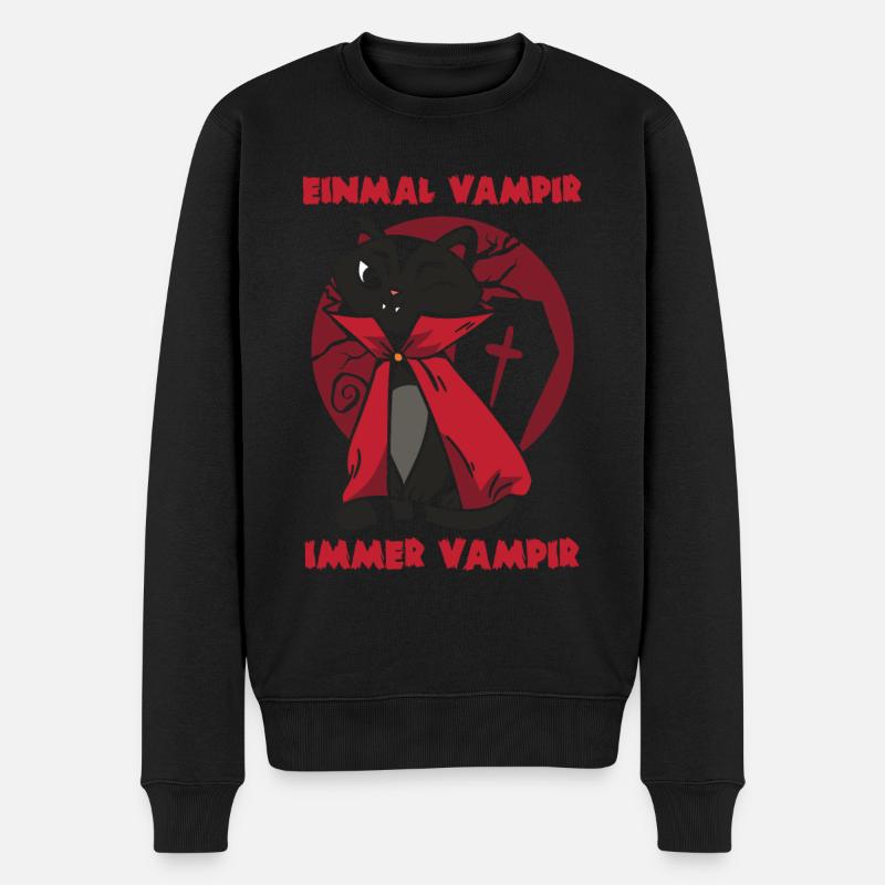 Vampir Katze Kätzchen Halloween - Männer Premium Bio Pullover - Schwarz