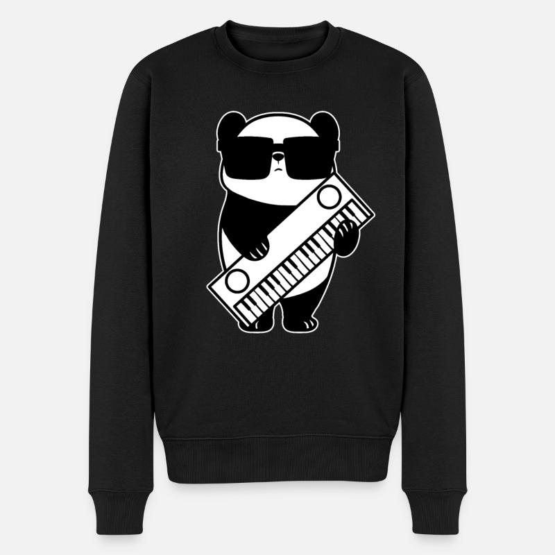 Panda Synthesizer Keyboard Instrument - Männer Premium Bio Pullover - Schwarz