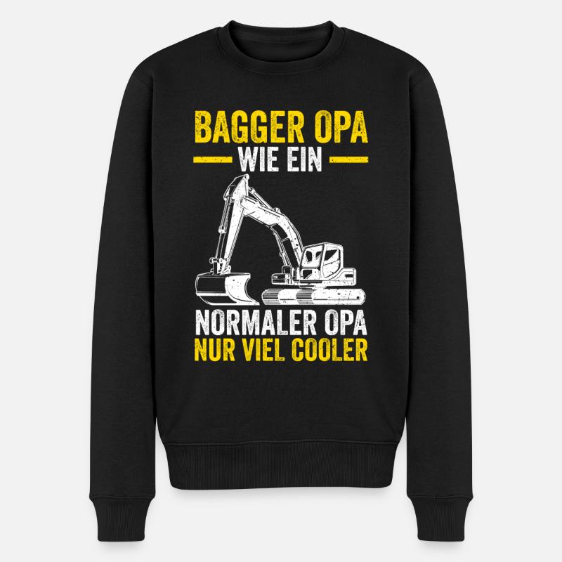 Bagger Opa Großvater Baggern Baggerfahrer - Männer Premium Bio Pullover - Schwarz