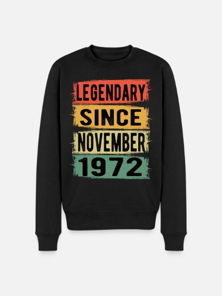 Birthday Retro November 1972 - Men's Premium Organic Jumper - black