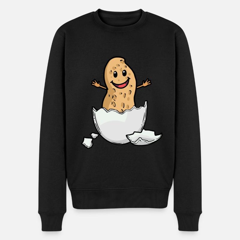 Erdnuss Nuss Eierschale Geburt Baby Hurra - Männer Premium Bio Pullover - Schwarz