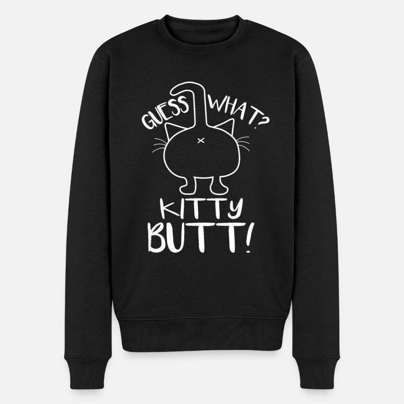 Guess what kitty butt - Männer Premium Bio Pullover - Schwarz