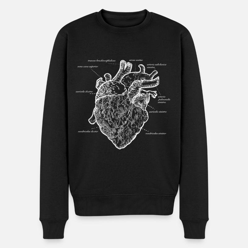 Anatomisches herz - Männer Premium Bio Pullover - Schwarz