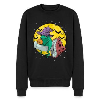 Cottagecore Aesthetic Halloween Frog On Mushroom - Men's Premium Organic Jumper - black - Front - Nico (187cm)