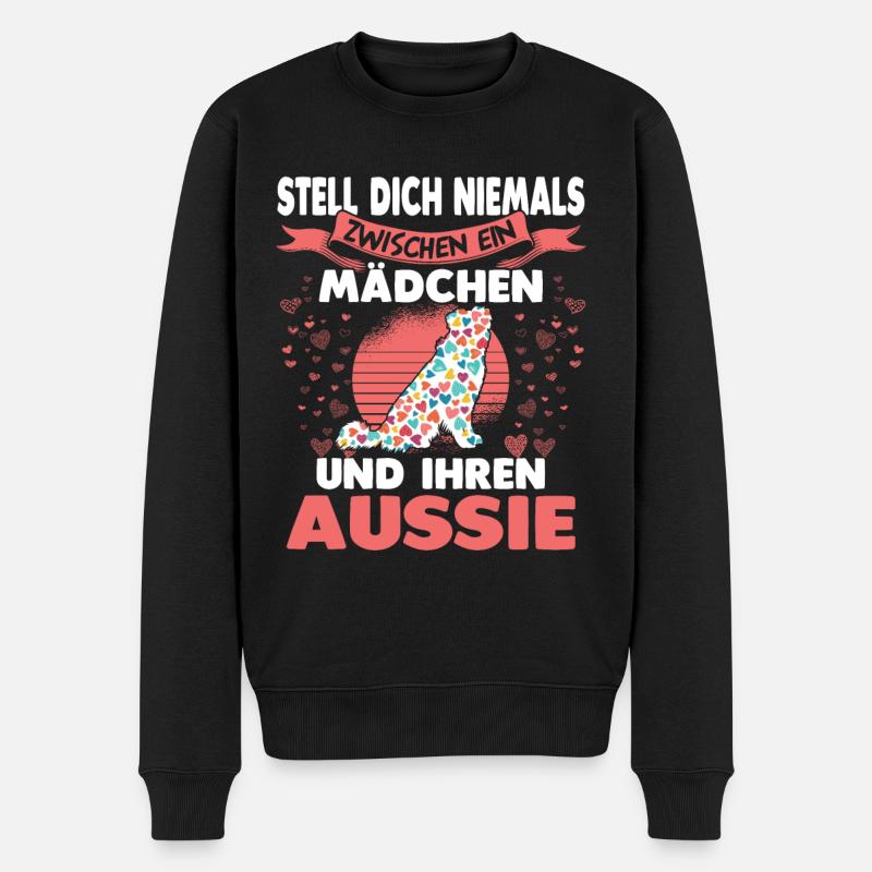 Hundebesitzerin Aussie Australian Shepherd - Männer Premium Bio Pullover - Schwarz