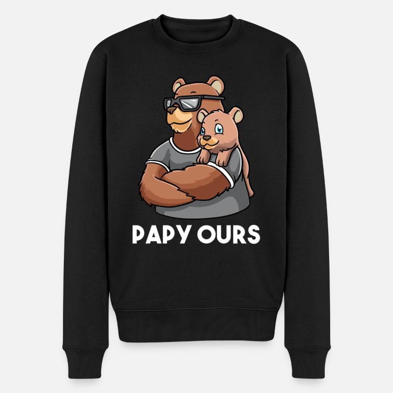 Großvater Papou Papy Bear - Männer Premium Bio Pullover - Schwarz