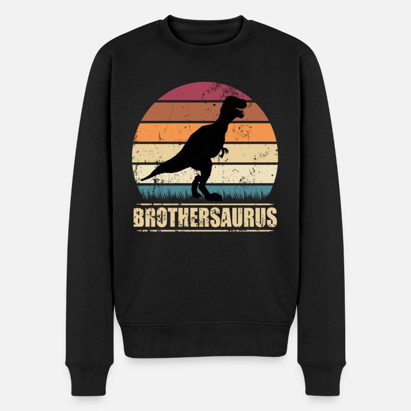 BrotherSaurus Dinosaurier T-Rex Bruder Dino - Männer Premium Bio Pullover - Schwarz